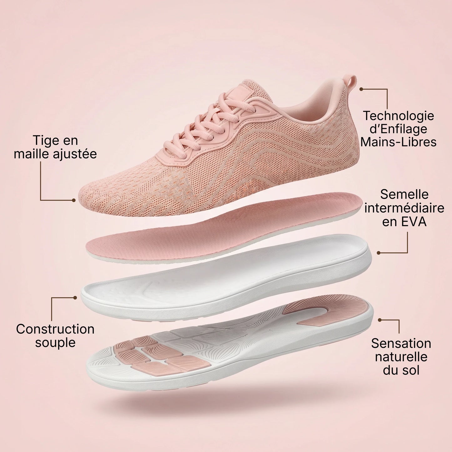Rosé Sky — Hands-Free Barefoot Shoes for Pain-Free Walking