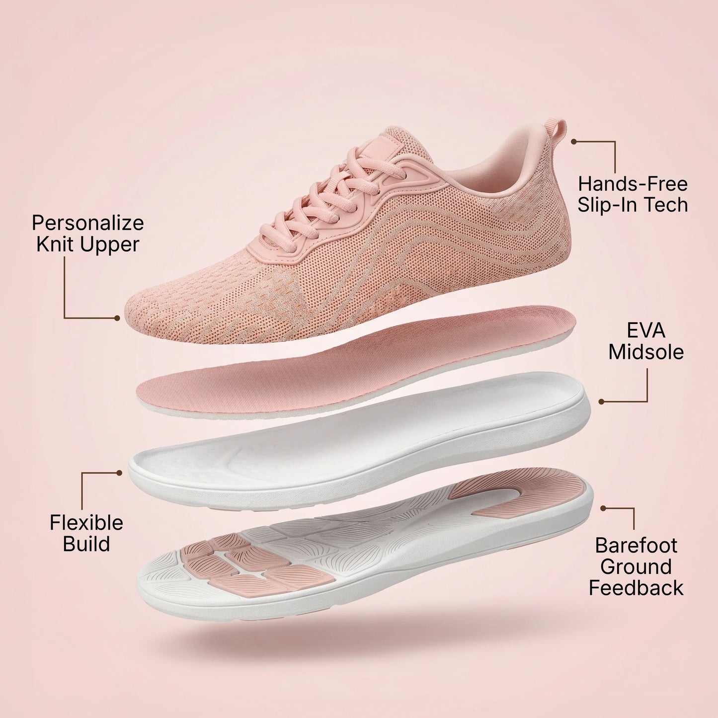 Rosé Sky — Hands-Free Barefoot Shoes for Pain-Free Walking